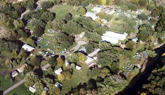 View of Shady Oaks Campground from the air