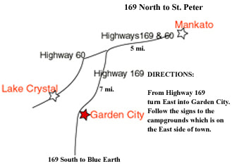 Map directions to Garden City, MN